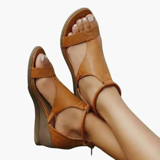 Orthopädische Damen-Keilsandale mit T-Riemen