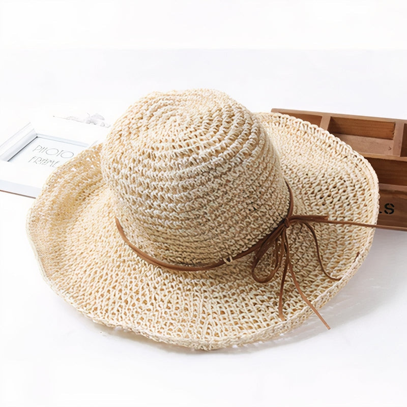 Faltbarer Fedora-Sonnenhut für Damen mit breiter Krempe, Einheitsgrösse