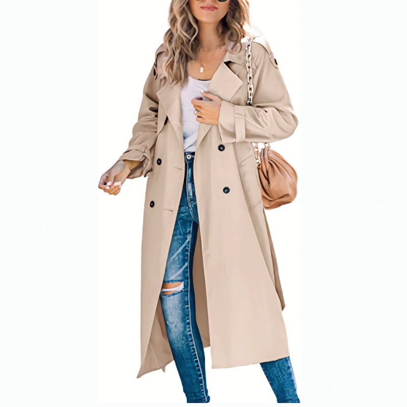 Langer Damen-Herbst-Trenchcoat