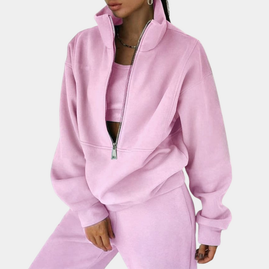 Damen-Loungewear-Set mit Reissverschluss-Oberteil