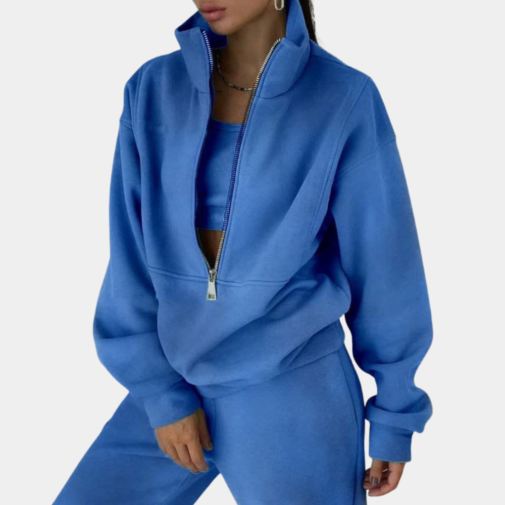 Damen-Loungewear-Set mit Reissverschluss-Oberteil