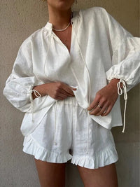 Damen-Loungewear-Set – mit Rüschensaum und luftigem Komfort