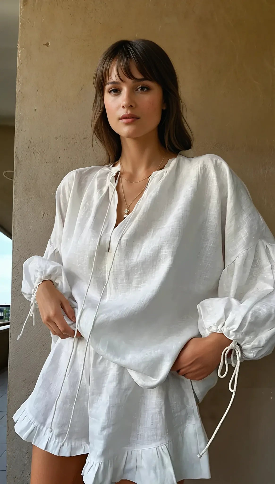 Damen-Loungewear-Set – mit Rüschensaum und luftigem Komfort
