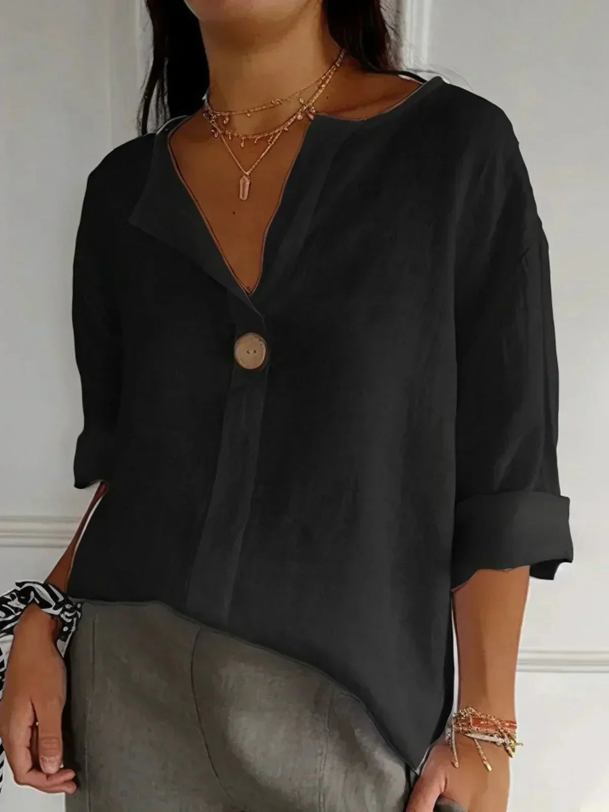 Oversized Damenbluse mit Knöpfen