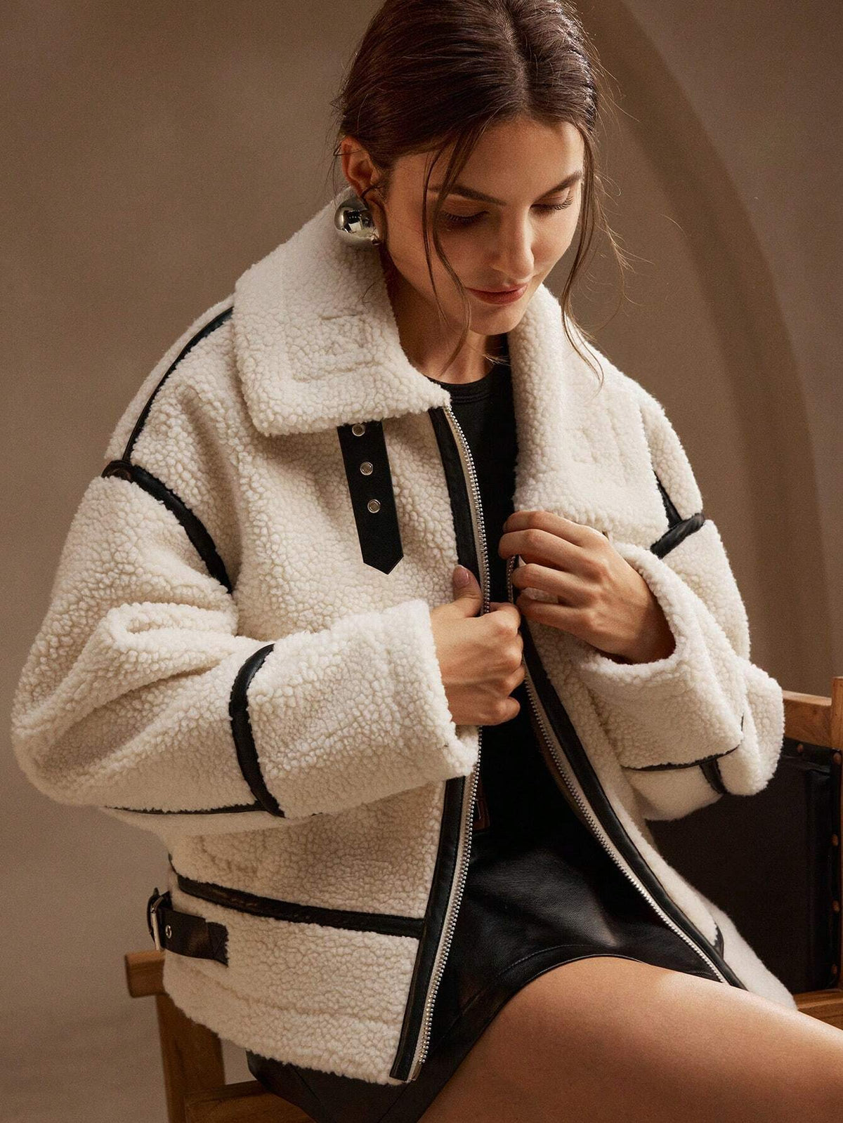 Oversized Sherpa-Jacke für Damen
