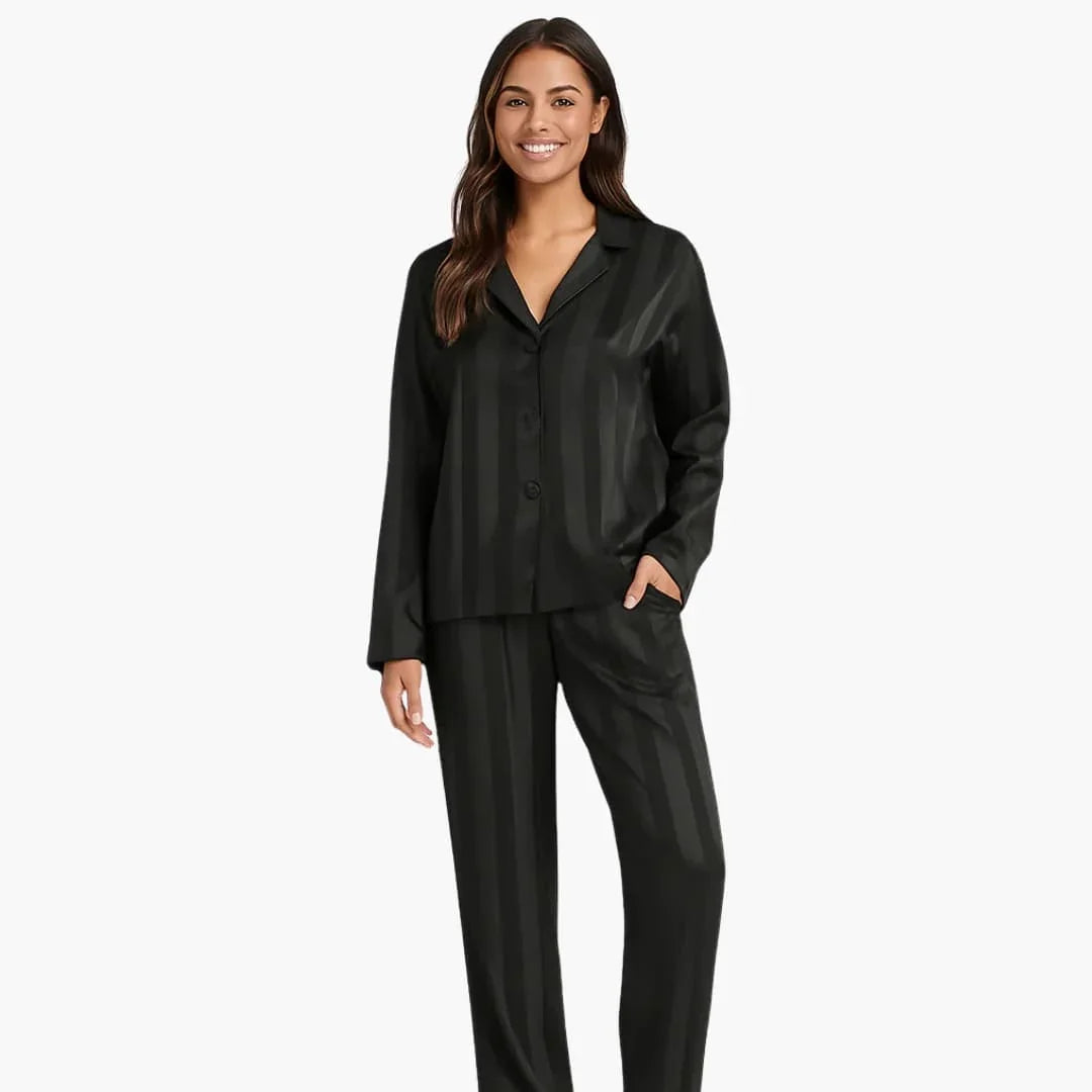 Damen-Pyjama-Set mit geknöpftem Hemd und Hose