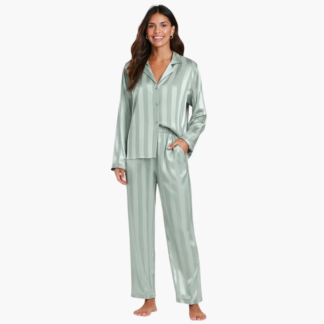 Damen-Pyjama-Set mit geknöpftem Hemd und Hose