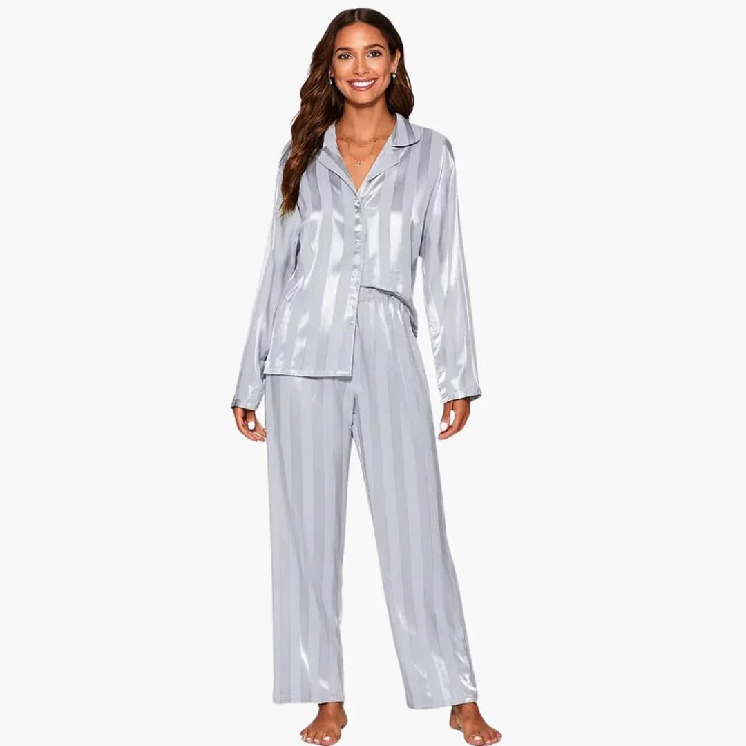 Damen-Pyjama-Set mit geknöpftem Hemd und Hose