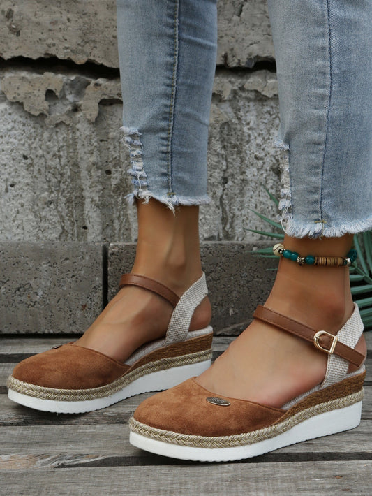 Damen-Plateausandalen mit Knöchelriemen
