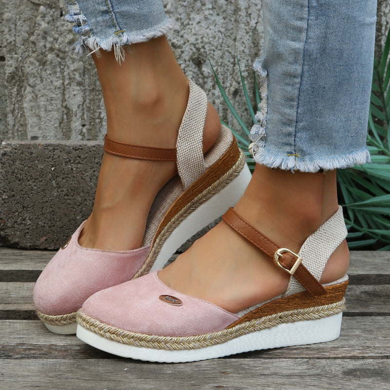 Damen-Plateausandalen mit Knöchelriemen