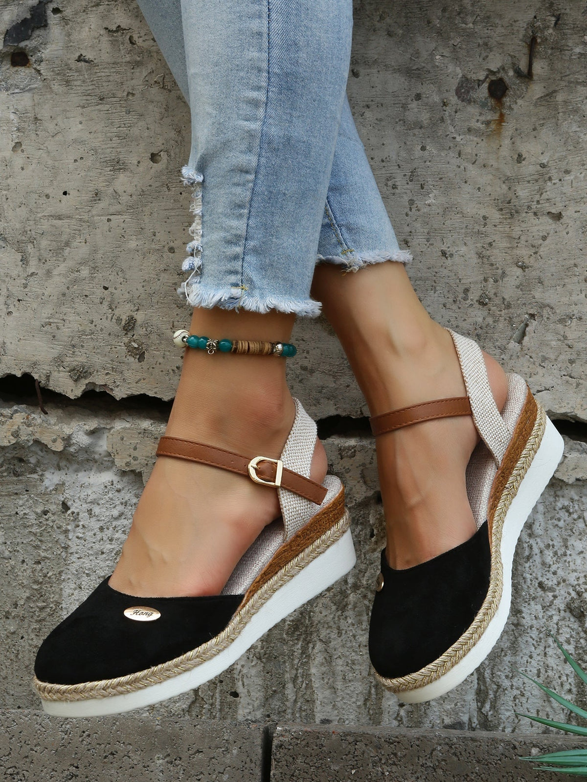 Damen-Plateausandalen mit Knöchelriemen
