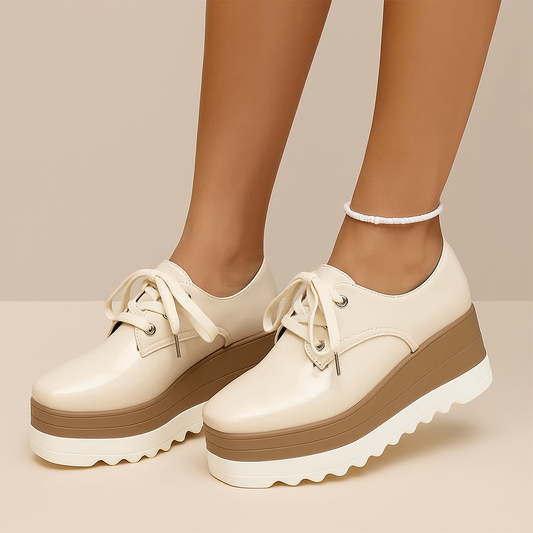 Damen Plateau-Schnürschuhe
