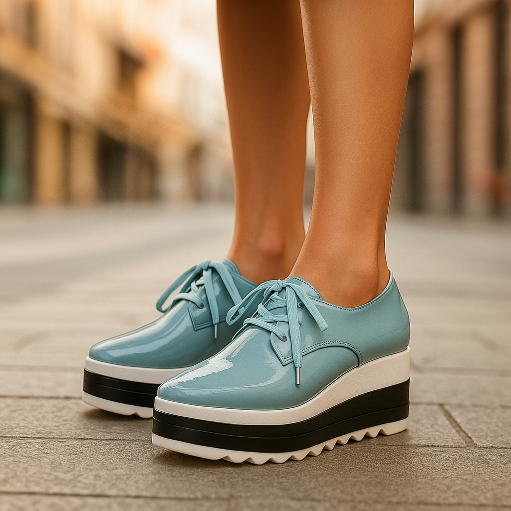 Damen Plateau-Schnürschuhe