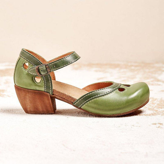 Damen Retro-Sandalen mit niedrigem Absatz