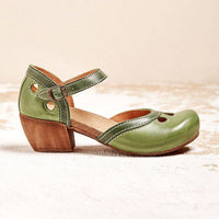 Damen Retro-Sandalen mit niedrigem Absatz