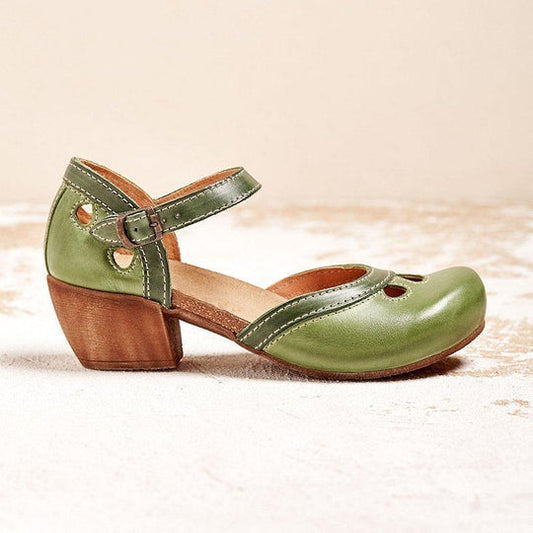 Damen Retro-Sandalen mit niedrigem Absatz