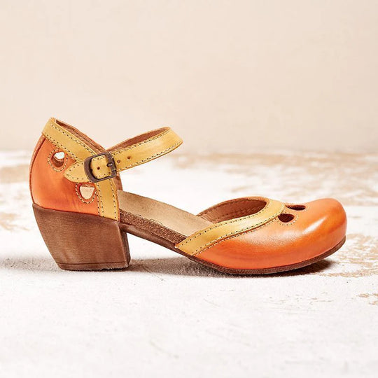Damen Retro-Sandalen mit niedrigem Absatz