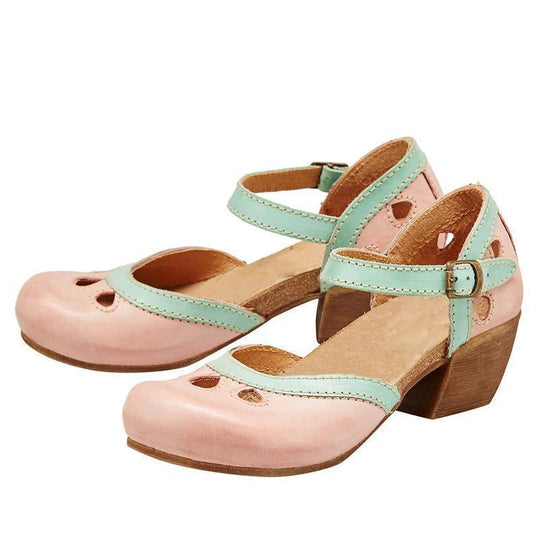 Damen Retro-Sandalen mit niedrigem Absatz