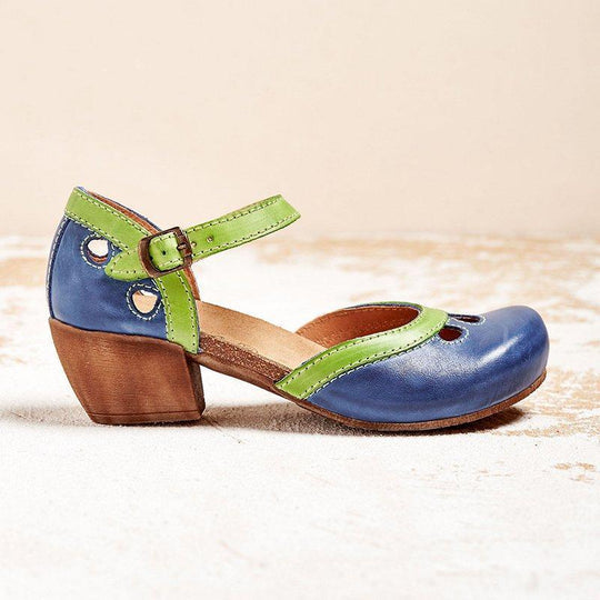 Damen Retro-Sandalen mit niedrigem Absatz