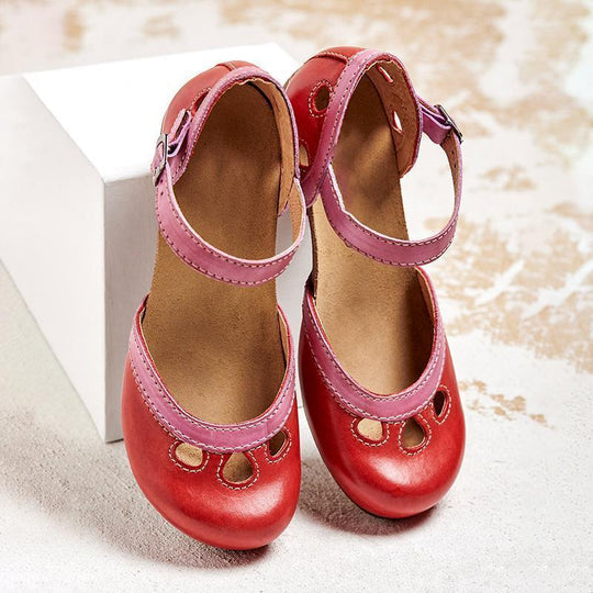 Damen Retro-Sandalen mit niedrigem Absatz