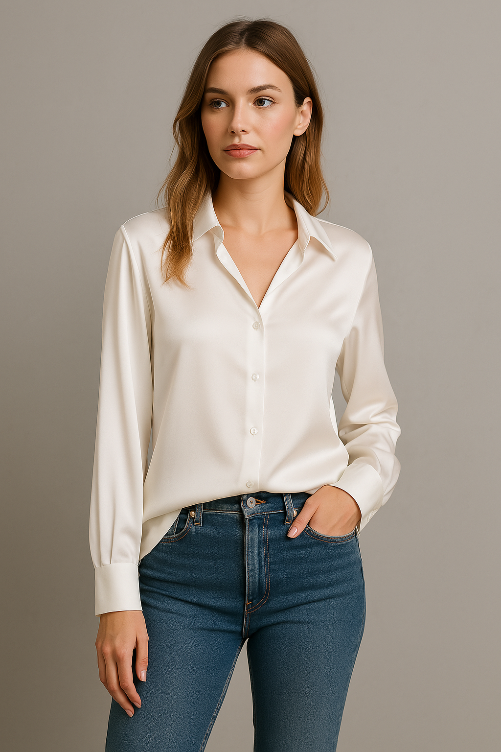 Damen-Seidenbluse | Elegant, luxuriös wirkend und vielseitig | Perfekt für den Herbst