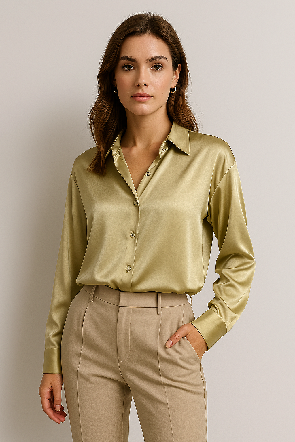Damen-Seidenbluse | Elegant, luxuriös wirkend und vielseitig | Perfekt für den Herbst