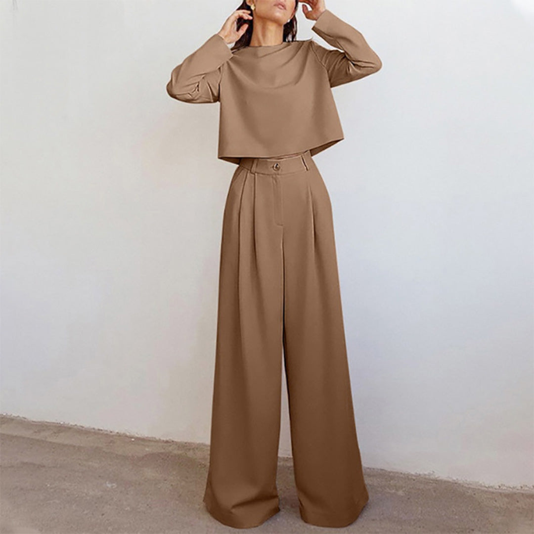 Stilvolles Damen-Zweiteiler-Set mit weitem Bein