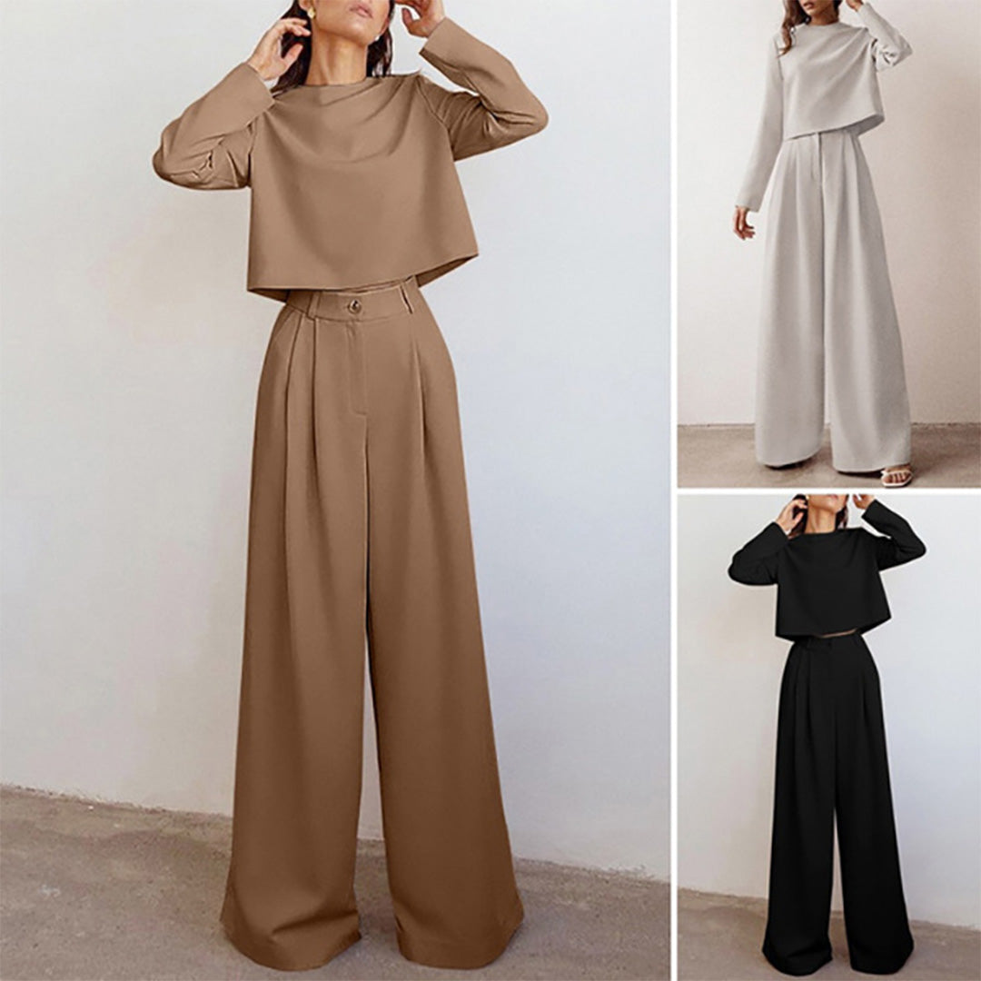 Stilvolles Damen-Zweiteiler-Set mit weitem Bein