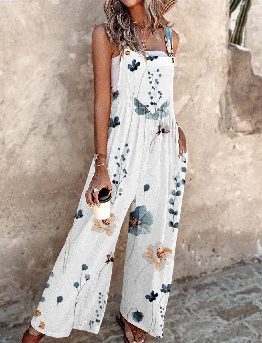 Damen-Jumpsuit mit eckigem Ausschnitt, weitem Bein und verkürzter Länge