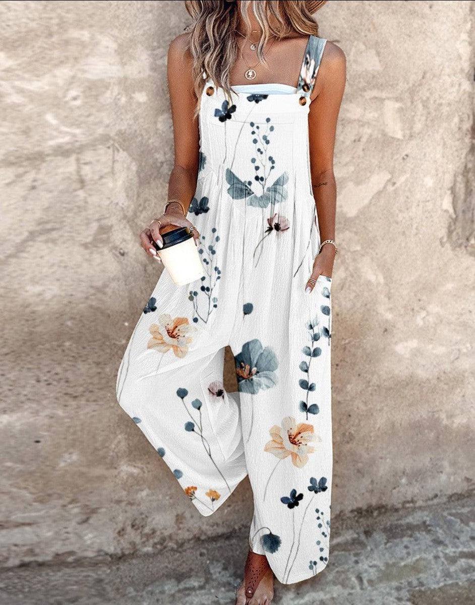 Damen-Jumpsuit mit eckigem Ausschnitt, weitem Bein und verkürzter Länge