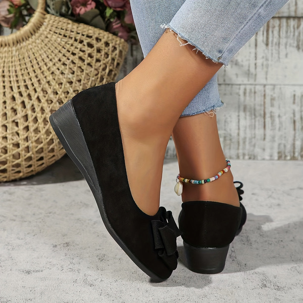 Damen Keilschuhe mit Schleife