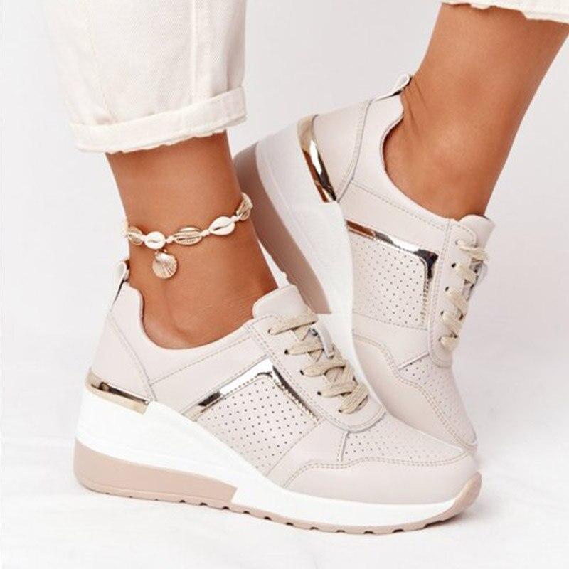Damen-Keilabsatz-Sneaker mit Fussgewölbestütze