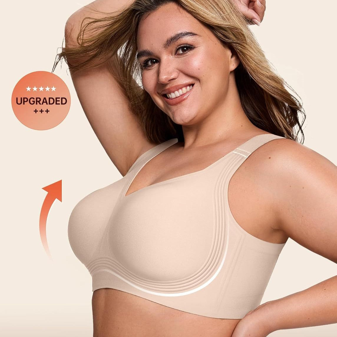 Damen-Push-up-BH mit voller Bedeckung ohne Bügel für optimalen Halt