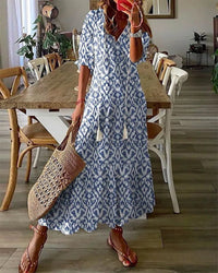 Damen A-Linien-Midikleid mit V-Ausschnitt