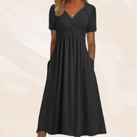 Damen Midikleid in A-Linie mit V-Ausschnitt