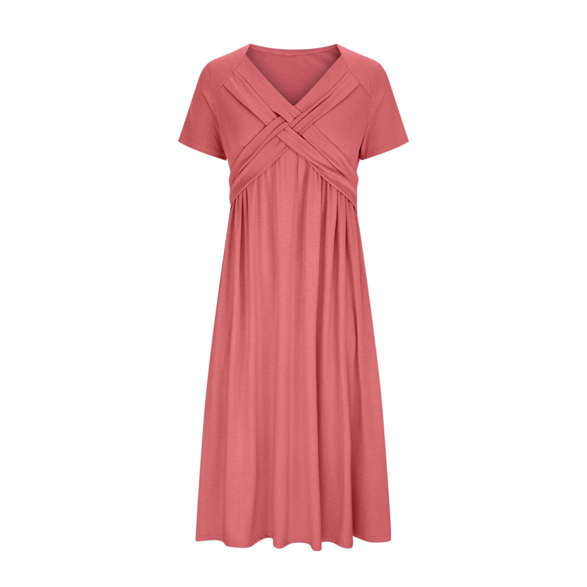 Damen Midikleid in A-Linie mit V-Ausschnitt