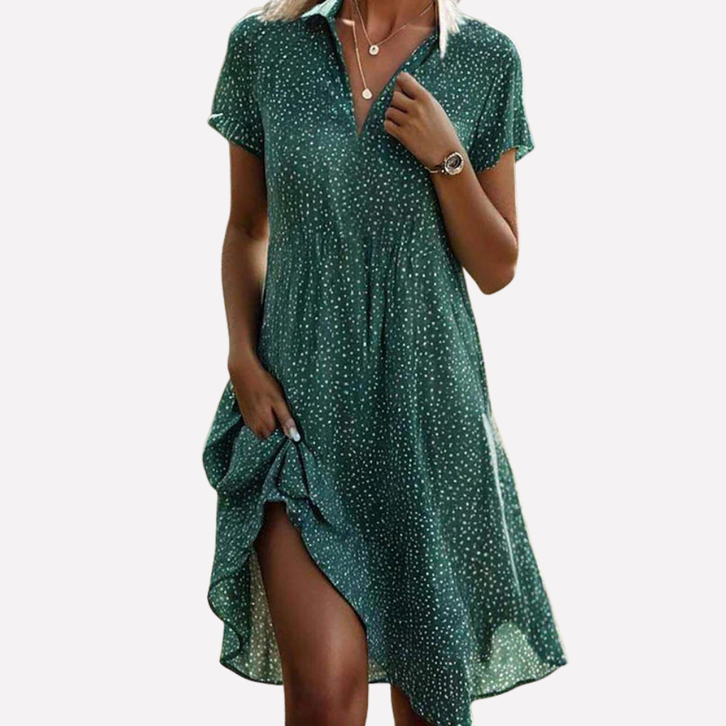 Damen V-Ausschnitt A-Linien-Minikleid