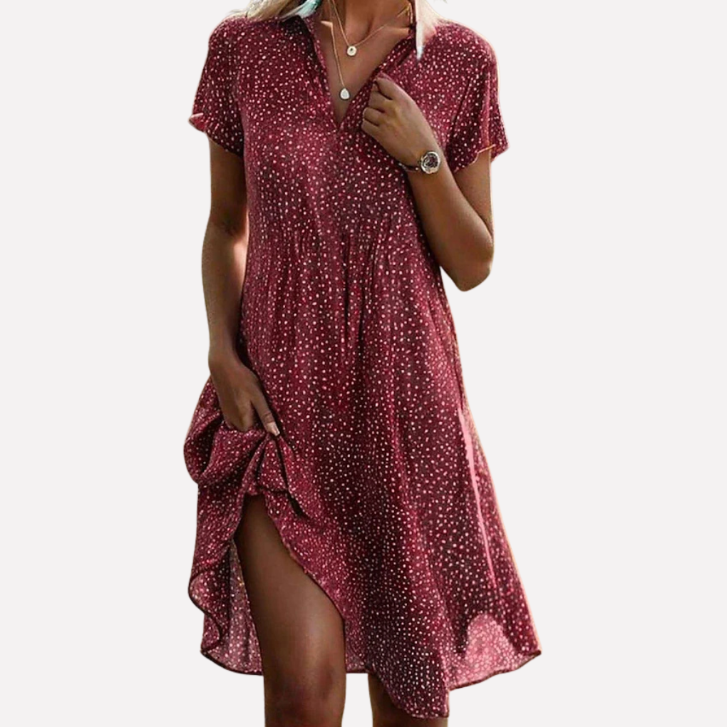 Damen V-Ausschnitt A-Linien-Minikleid