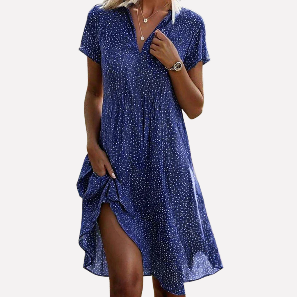 Damen V-Ausschnitt A-Linien-Minikleid