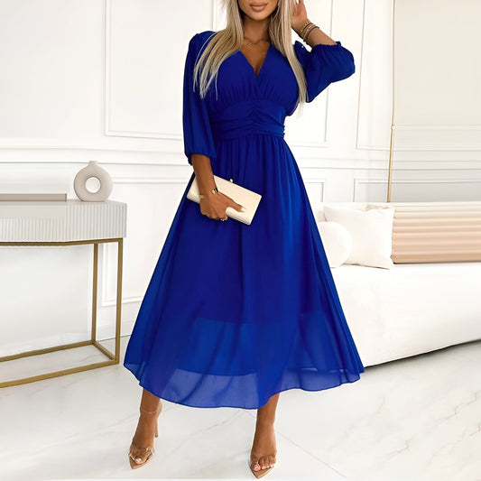 Damen A-Linien-Kleid mit V-Ausschnitt