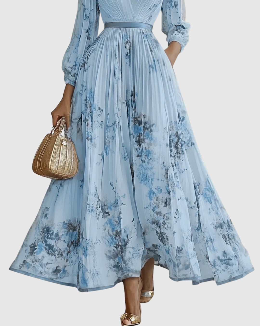 Damen A-Linien-Kleid mit V-Ausschnitt in Midilänge