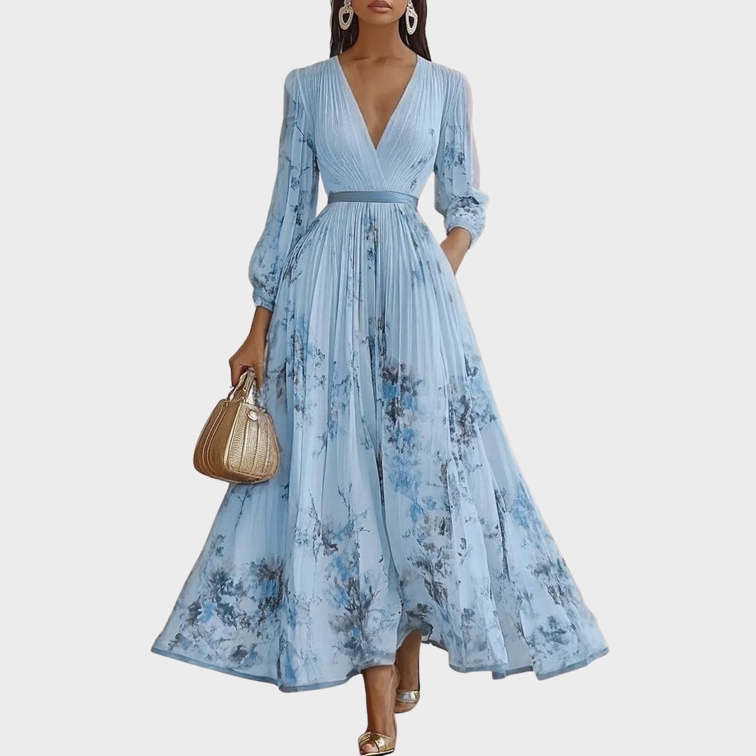 Damen A-Linien-Kleid mit V-Ausschnitt in Midilänge