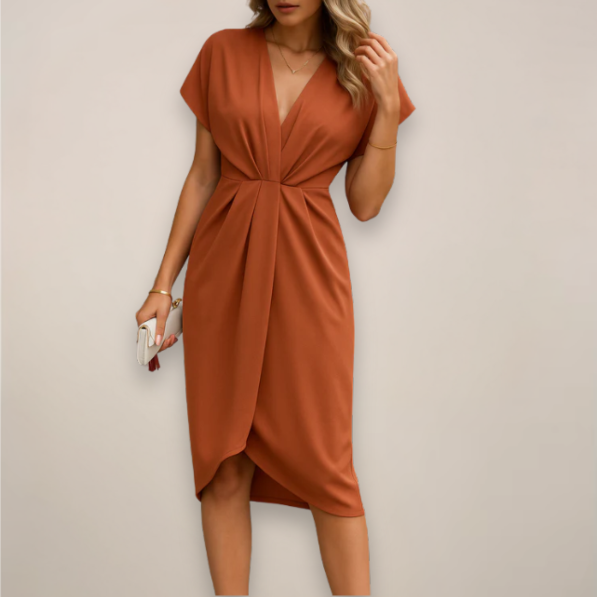 Damen Wickel-Midikleid mit V-Ausschnitt