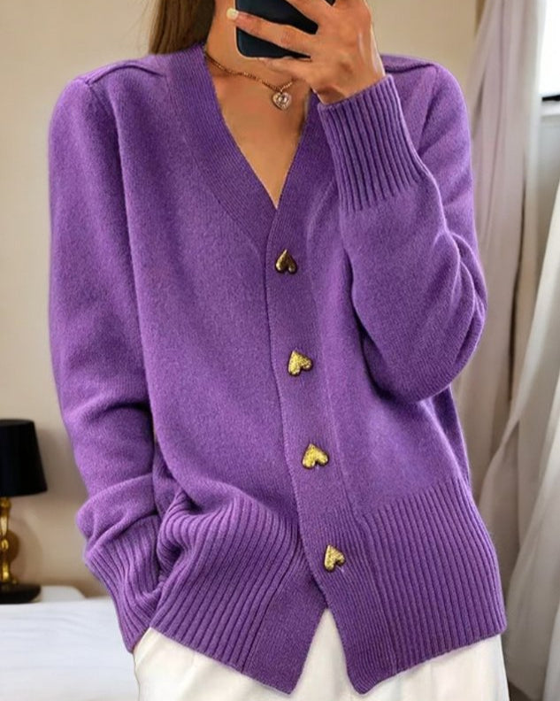 Damen-Strickstrickjacke mit V-Ausschnitt