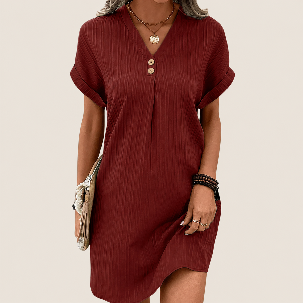 Damen Minikleid mit V-Ausschnitt