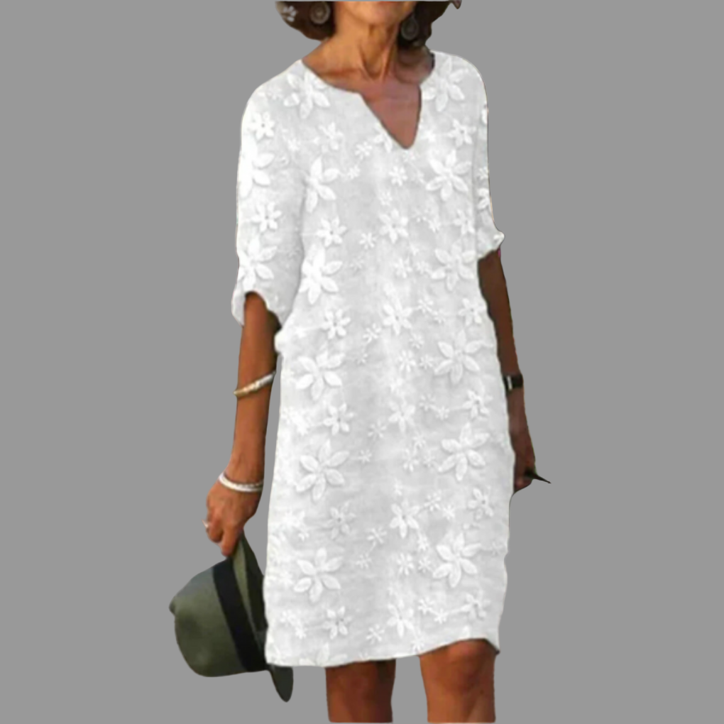 Damen Midikleid mit V-Ausschnitt und Blumenmuster