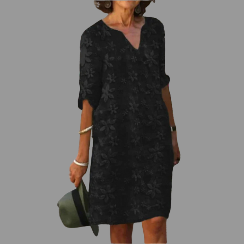 Damen Midikleid mit V-Ausschnitt und Blumenmuster