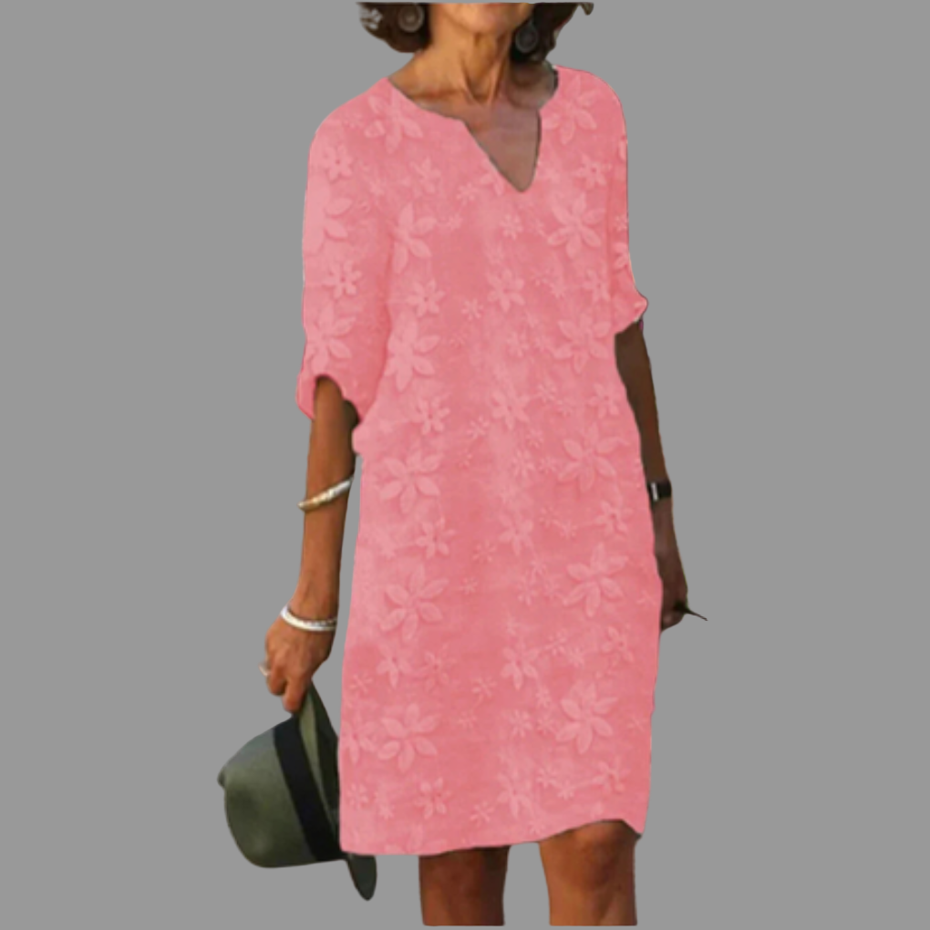 Damen Midikleid mit V-Ausschnitt und Blumenmuster