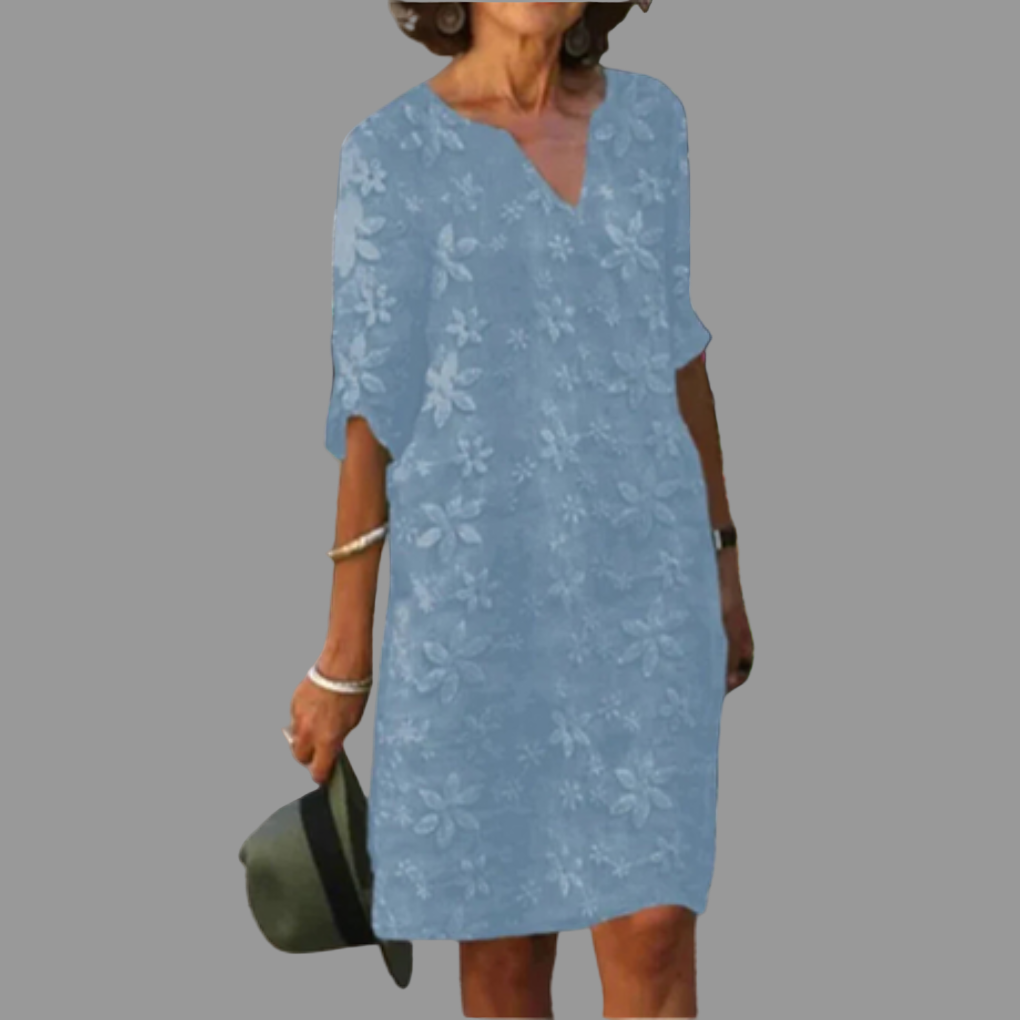 Damen Midikleid mit V-Ausschnitt und Blumenmuster