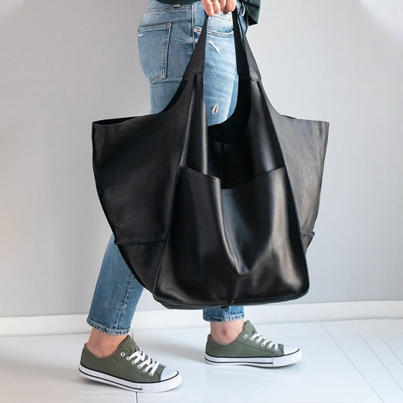 Damen-Schultertache – Oversize-Design, Vintage-Stil und Qualitätsleder